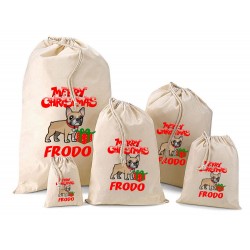 Personalised Pet Santa Sack & Gift Bags -Frodo French Bulldog Design